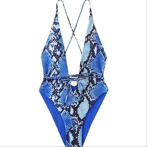 Blue snake skin swim suit